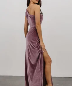 BB Custom Tatiana Velvet One Shoulder Maxi Dress | Orchid 17 BB Custom Tatiana Velvet One Shoulder Maxi Dress | Orchid
