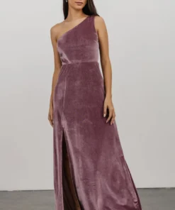 BB Custom Tatiana Velvet One Shoulder Maxi Dress | Orchid 19 BB Custom Tatiana Velvet One Shoulder Maxi Dress | Orchid