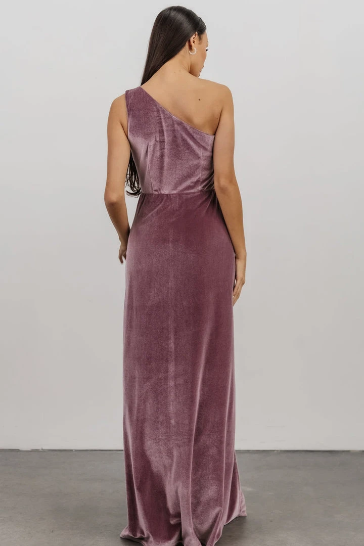 BB Custom Tatiana Velvet One Shoulder Maxi Dress | Orchid 5 BB Custom Tatiana Velvet One Shoulder Maxi Dress | Orchid