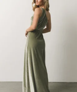 BB Custom Tatiana Velvet One Shoulder Maxi Dress | Sage Dresses
