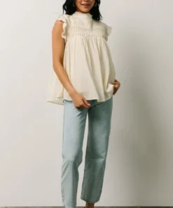 IL Tops Tayler Mock Neck Blouse | Cream 19 IL Tops Tayler Mock Neck Blouse | Cream