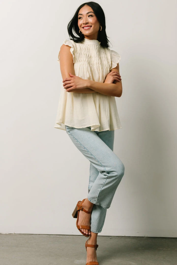 IL Tops Tayler Mock Neck Blouse | Cream 3 IL Tops Tayler Mock Neck Blouse | Cream