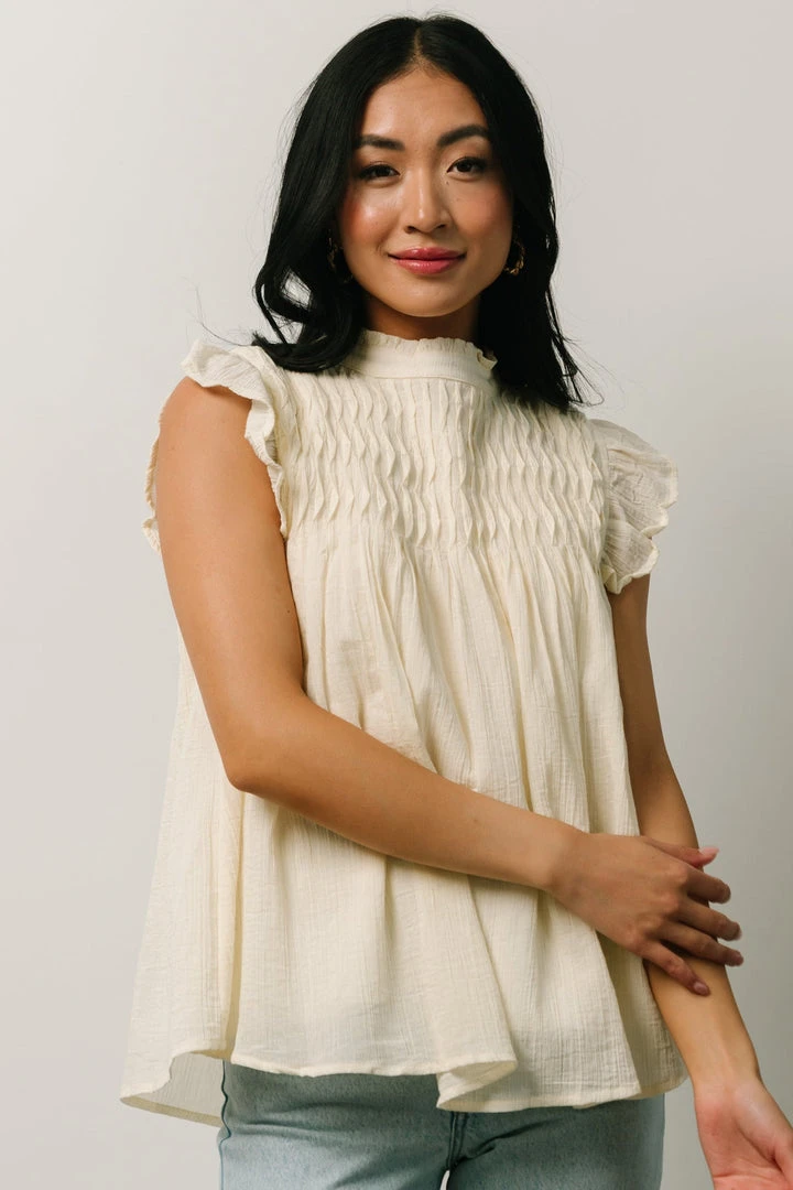 IL Tops Tayler Mock Neck Blouse | Cream 1 IL Tops Tayler Mock Neck Blouse | Cream