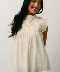 IL Tops Tayler Mock Neck Blouse | Cream 17 IL Tops Tayler Mock Neck Blouse | Cream