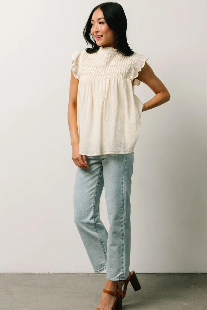 IL Tops Tayler Mock Neck Blouse | Cream 4 IL Tops Tayler Mock Neck Blouse | Cream