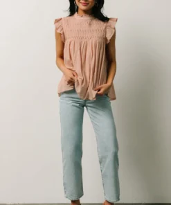 IL Tayler Mock Neck Blouse | Peach