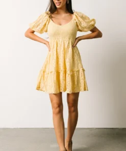 FT Terry Puff Sleeve Mini Dress | Yellow 15 FT Terry Puff Sleeve Mini Dress | Yellow