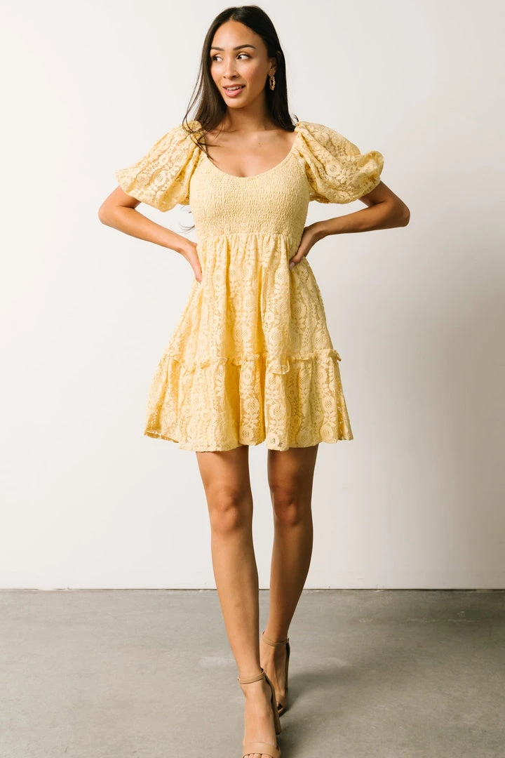 FT Terry Puff Sleeve Mini Dress | Yellow 7 FT Terry Puff Sleeve Mini Dress | Yellow