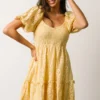 FT Terry Puff Sleeve Mini Dress | Yellow