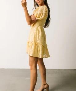 FT Terry Puff Sleeve Mini Dress | Yellow