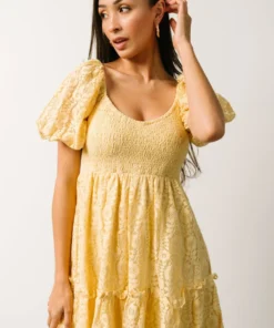 FT Terry Puff Sleeve Mini Dress | Yellow 14 FT Terry Puff Sleeve Mini Dress | Yellow