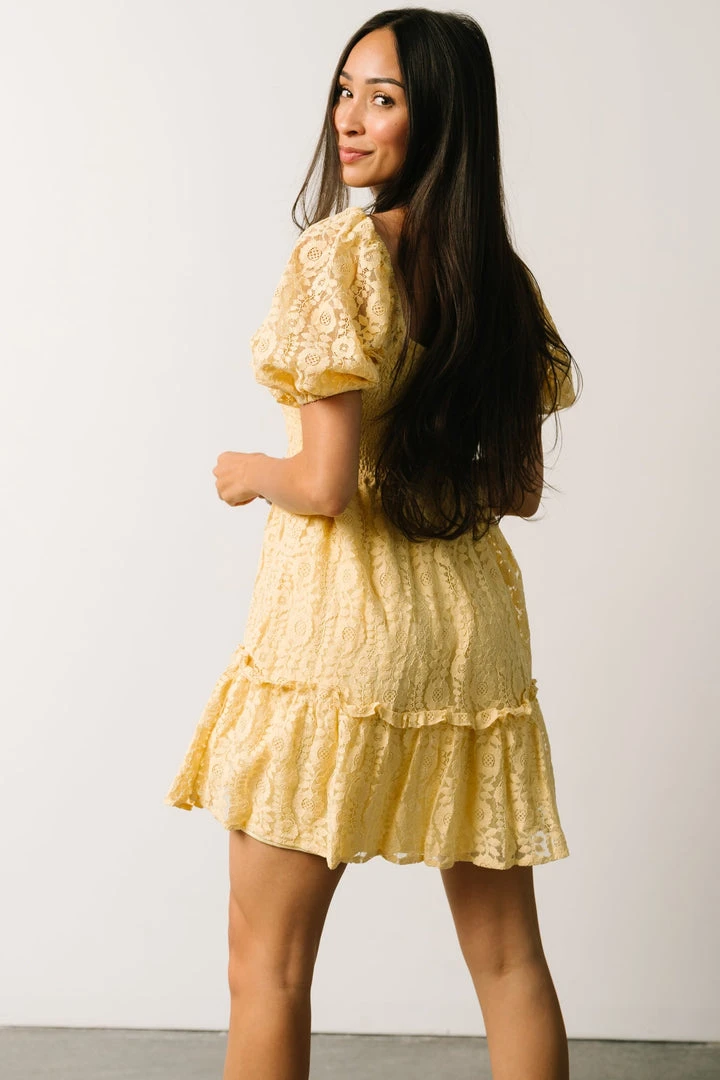 FT Terry Puff Sleeve Mini Dress | Yellow 3 FT Terry Puff Sleeve Mini Dress | Yellow