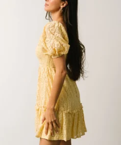 FT Terry Puff Sleeve Mini Dress | Yellow 16 FT Terry Puff Sleeve Mini Dress | Yellow