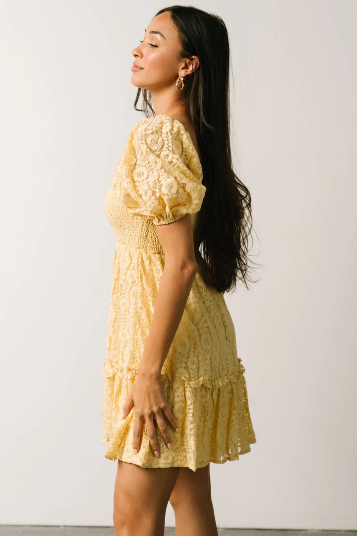 FT Terry Puff Sleeve Mini Dress | Yellow 8 FT Terry Puff Sleeve Mini Dress | Yellow