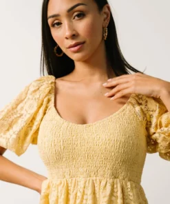 FT Terry Puff Sleeve Mini Dress | Yellow 17 FT Terry Puff Sleeve Mini Dress | Yellow