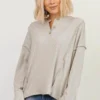 LUM Thayne Henley Long Sleeve Shirt | Light Gray Tops