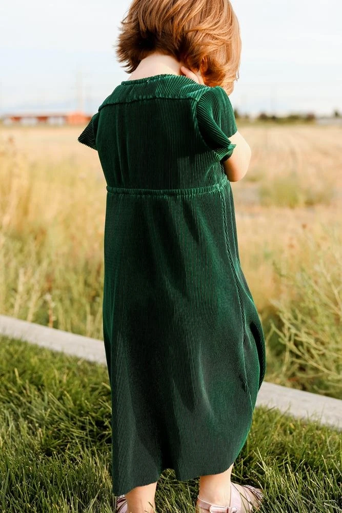 BB Custom Dresses Toddler Athena Pleated Midi Dress | Forest 5 BB Custom Dresses Toddler Athena Pleated Midi Dress | Forest