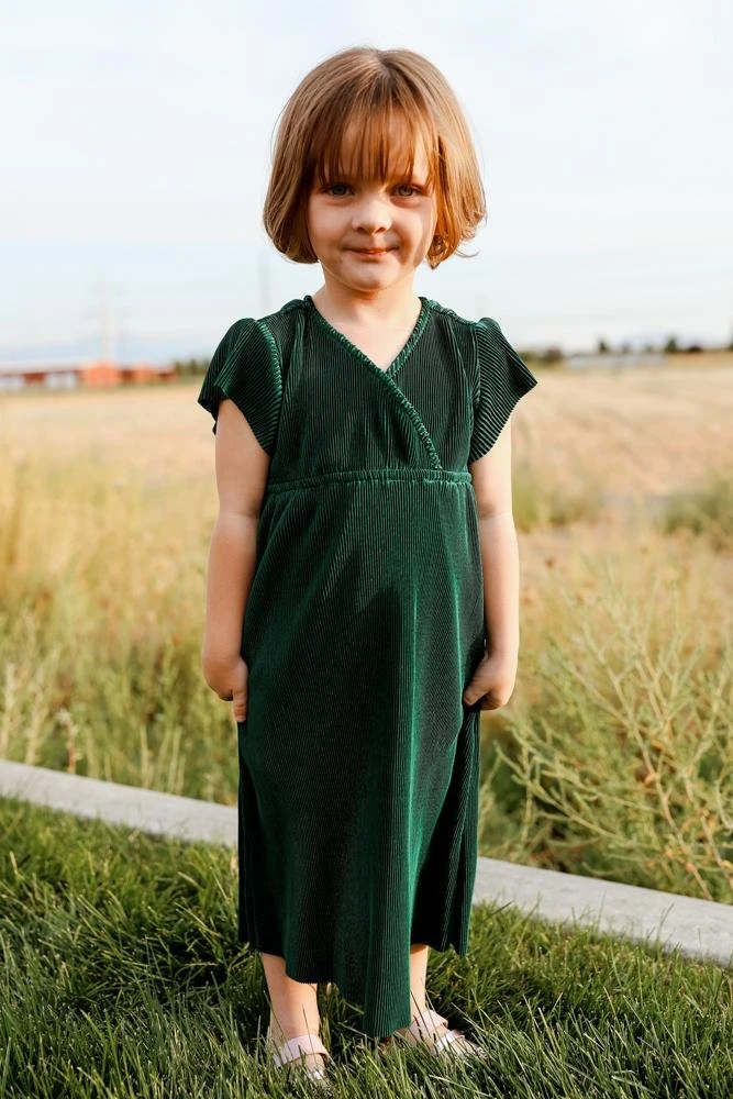 BB Custom Dresses Toddler Athena Pleated Midi Dress | Forest 1 BB Custom Dresses Toddler Athena Pleated Midi Dress | Forest