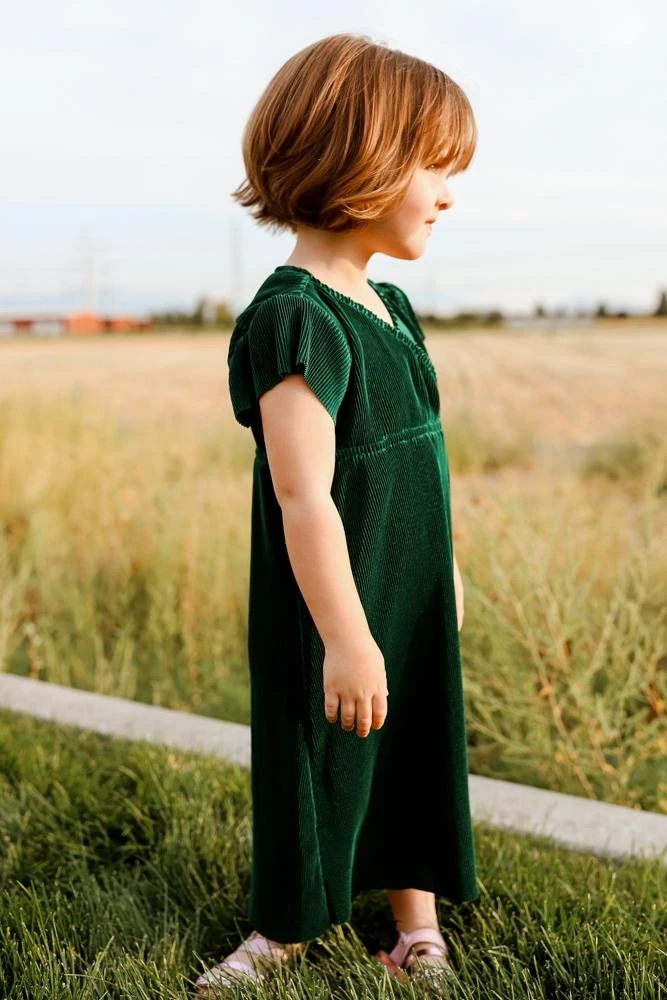 BB Custom Dresses Toddler Athena Pleated Midi Dress | Forest 4 BB Custom Dresses Toddler Athena Pleated Midi Dress | Forest