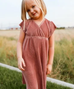 BB Custom Dresses Toddler Athena Pleated Midi Dress | Rose