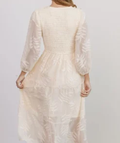 POL Tommi Smocked Midi Dress | Vintage Cream 10 POL Tommi Smocked Midi Dress | Vintage Cream