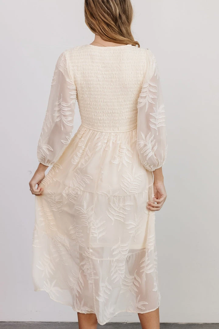 POL Tommi Smocked Midi Dress | Vintage Cream 5 POL Tommi Smocked Midi Dress | Vintage Cream
