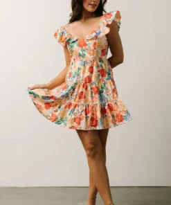 SL Dresses Tonya Ruffle Mini Dress | Orange Multi Floral