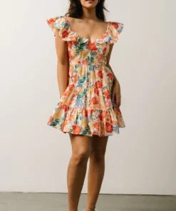 SL Dresses Tonya Ruffle Mini Dress | Orange Multi Floral 14 SL Dresses Tonya Ruffle Mini Dress | Orange Multi Floral