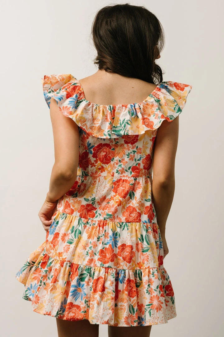 SL Dresses Tonya Ruffle Mini Dress | Orange Multi Floral 7 SL Dresses Tonya Ruffle Mini Dress | Orange Multi Floral
