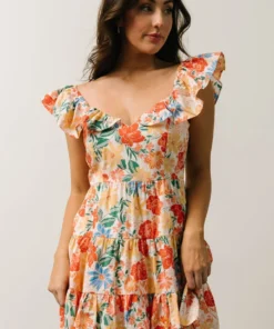 SL Dresses Tonya Ruffle Mini Dress | Orange Multi Floral 12 SL Dresses Tonya Ruffle Mini Dress | Orange Multi Floral