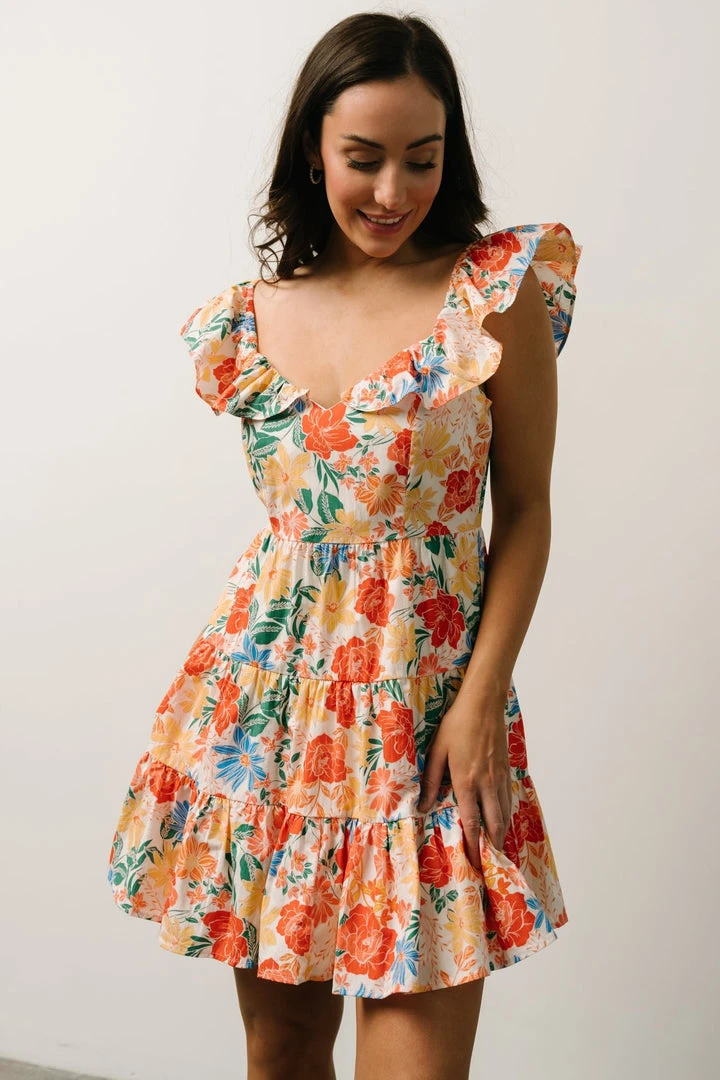 SL Dresses Tonya Ruffle Mini Dress | Orange Multi Floral 9 SL Dresses Tonya Ruffle Mini Dress | Orange Multi Floral