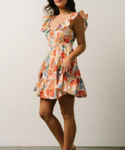 SL Dresses Tonya Ruffle Mini Dress | Orange Multi Floral 13 SL Dresses Tonya Ruffle Mini Dress | Orange Multi Floral