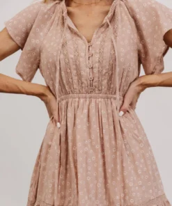 IL Trixie Tie Neck Mini Dress | Dusty Rose Dresses