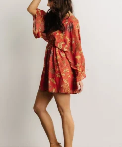 FT Udele Short Dress | Rust Print