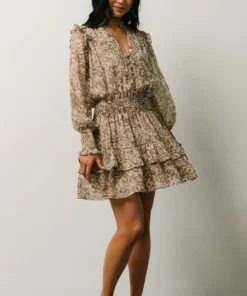 DF Ultima Mini Dress | Taupe Leopard Print