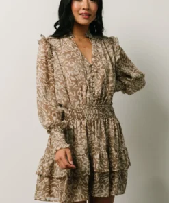 DF Ultima Mini Dress | Taupe Leopard Print