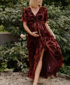 BB Custom Dresses Uma Velvet Maxi Dress | Copper Floral