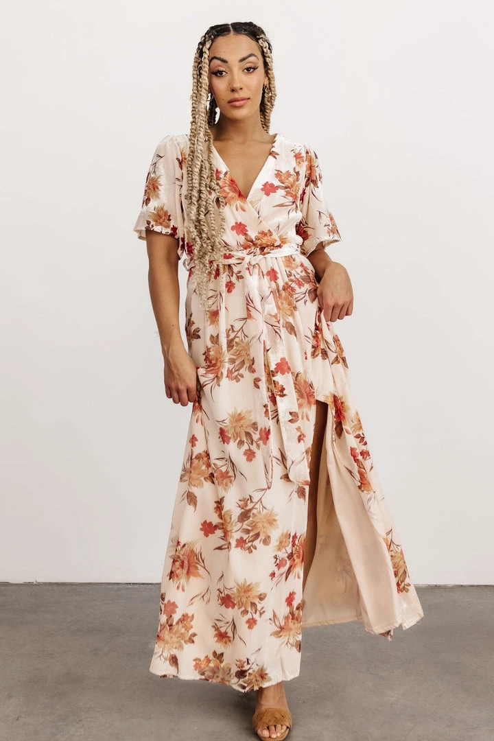 BB Custom Uma Velvet Maxi Dress | Cream Floral 3 BB Custom Uma Velvet Maxi Dress | Cream Floral