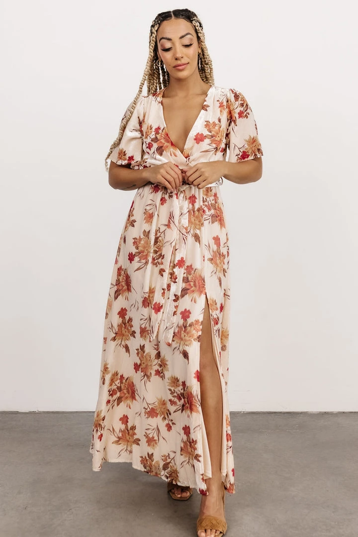 BB Custom Uma Velvet Maxi Dress | Cream Floral 8 BB Custom Uma Velvet Maxi Dress | Cream Floral