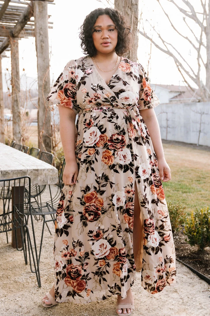 BB Custom Dresses Uma Velvet Maxi Dress | Floral Shimmer 2 BB Custom Dresses Uma Velvet Maxi Dress | Floral Shimmer