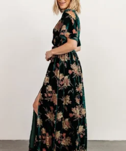 BB Custom Uma Velvet Maxi Dress | Jade Floral Dresses