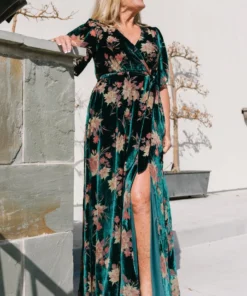 BB Custom Uma Velvet Maxi Dress | Jade Floral Dresses