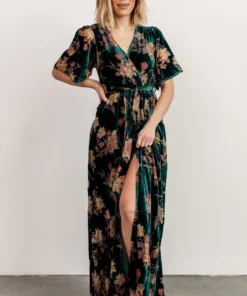 BB Custom Uma Velvet Maxi Dress | Jade Floral Dresses