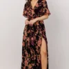 BB Custom Uma Velvet Maxi Dress | Plum Floral Dresses
