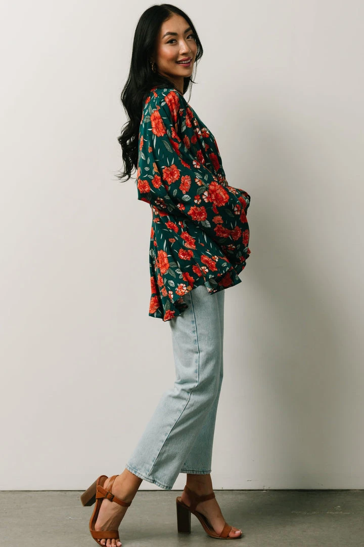 HAY Umina Peplum Top | Lagoon + Coral Floral 5 HAY Umina Peplum Top | Lagoon + Coral Floral