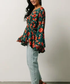 HAY Umina Peplum Top | Lagoon + Coral Floral 8 HAY Umina Peplum Top | Lagoon + Coral Floral