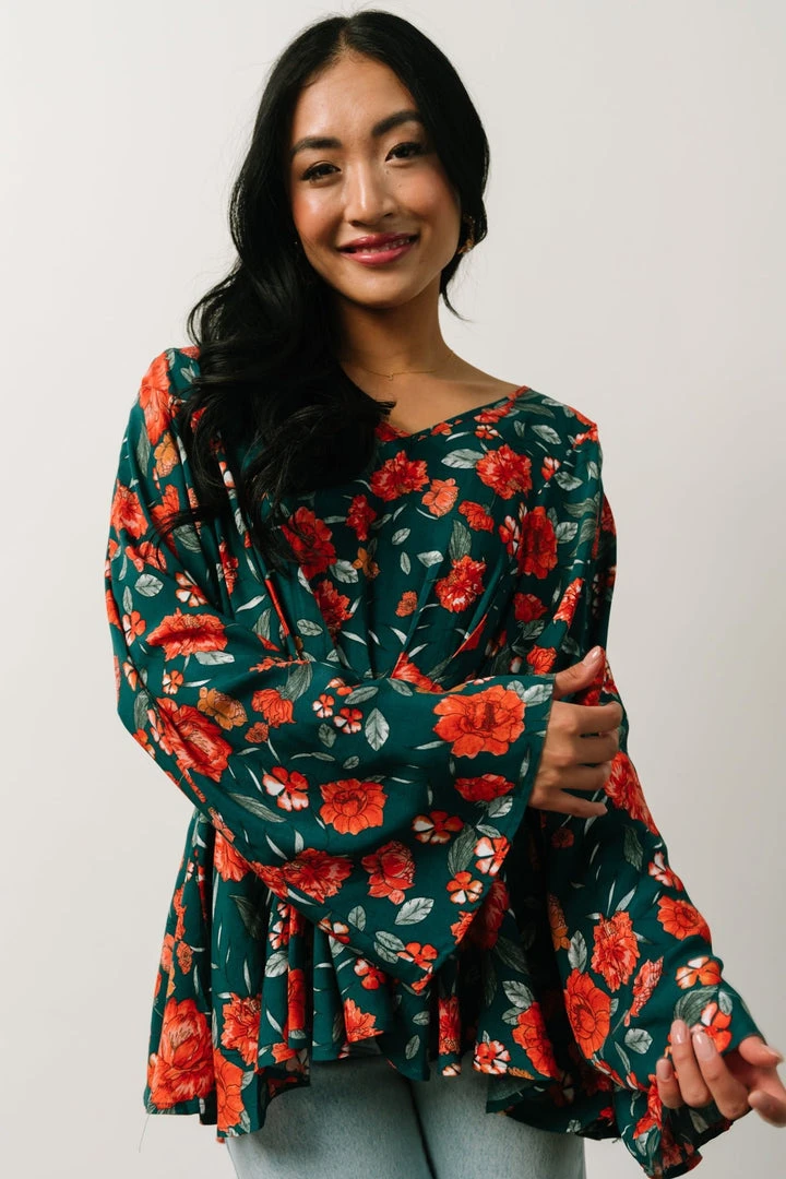 HAY Umina Peplum Top | Lagoon + Coral Floral 6 HAY Umina Peplum Top | Lagoon + Coral Floral