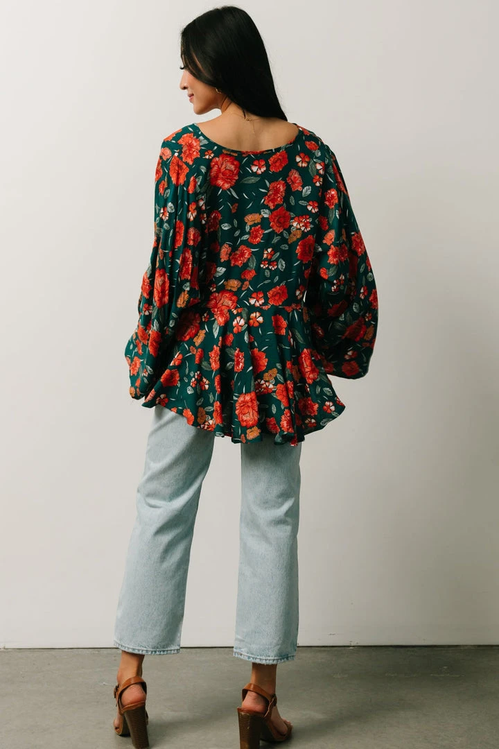 HAY Umina Peplum Top | Lagoon + Coral Floral 4 HAY Umina Peplum Top | Lagoon + Coral Floral