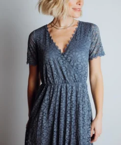 RR Dresses Venice Lace Maxi Dress | Slate Blue