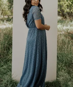 RR Dresses Venice Lace Maxi Dress | Slate Blue